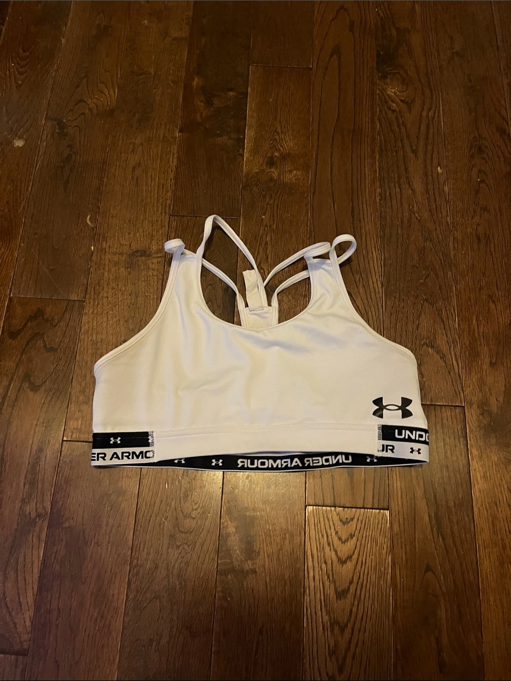 Under Armour White and Black Strappy Sports Bra